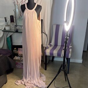 BCBGMaxAzria Pink Pleated Maxi Dress